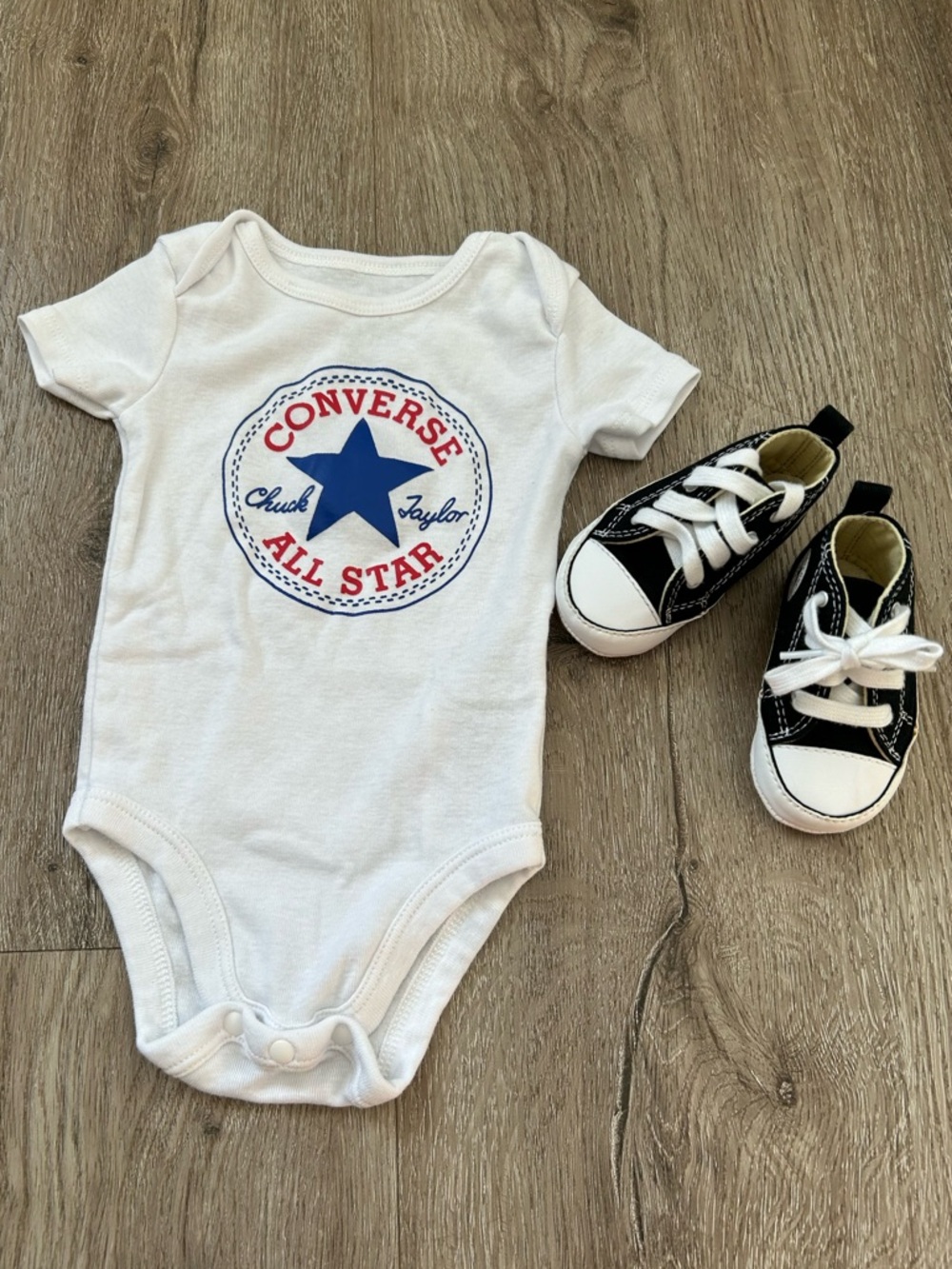 Converse Set- White Baby Bodysuit with Infant Chuck Taylor Shoes